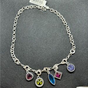 Patricia Locke Pewter Multicolor Glass CZ Necklace NWT